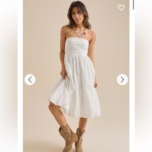 Altar'd State White Strapless Midi Dress